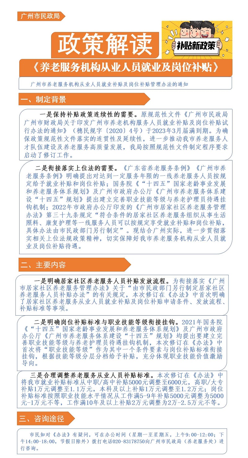 【一圖讀懂】《廣州市民政局 廣州市財(cái)政局關(guān)于印發(fā)廣州市養(yǎng)老服務(wù)機(jī)構(gòu)從業(yè)人員就業(yè)補(bǔ)貼及崗位補(bǔ)貼管理辦法的通知》政策解讀.jpg